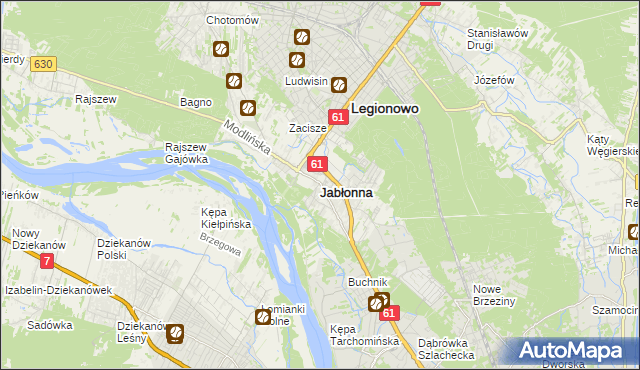 mapa Jabłonna powiat legionowski, Jabłonna powiat legionowski na mapie Targeo