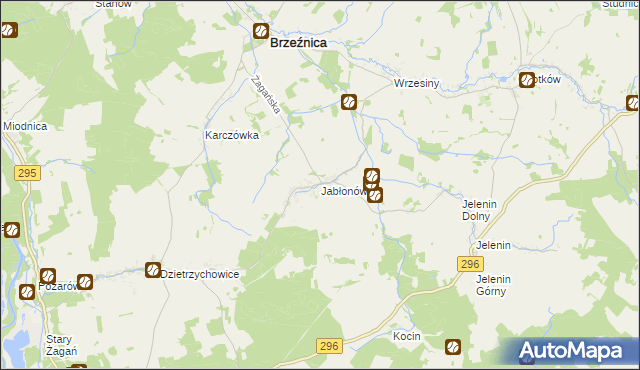 mapa Jabłonów gmina Brzeźnica, Jabłonów gmina Brzeźnica na mapie Targeo