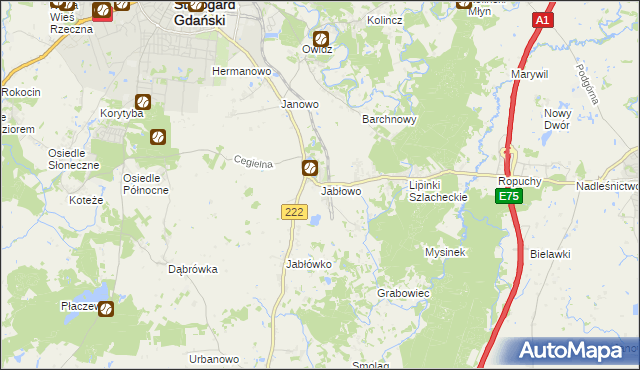 mapa Jabłowo, Jabłowo na mapie Targeo