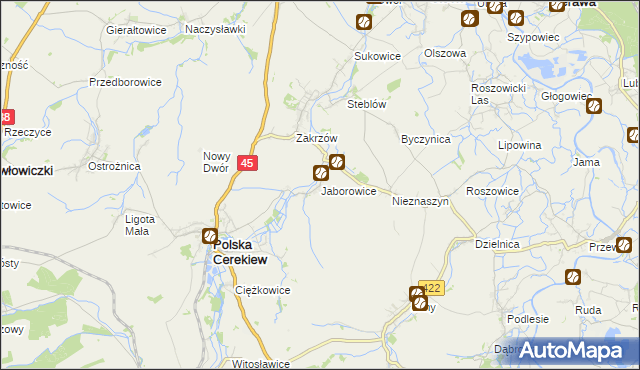 mapa Jaborowice, Jaborowice na mapie Targeo