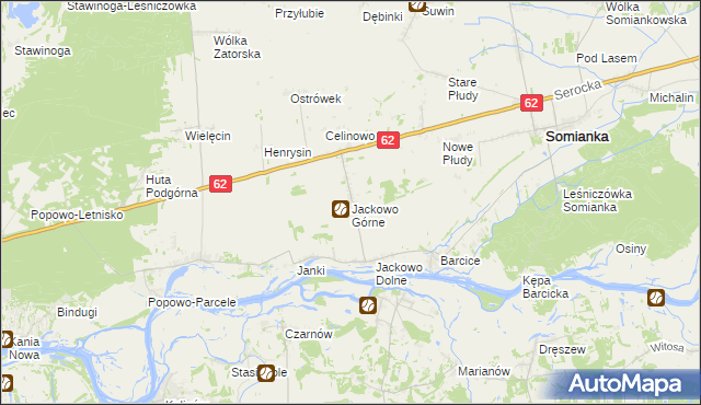 mapa Jackowo Górne, Jackowo Górne na mapie Targeo