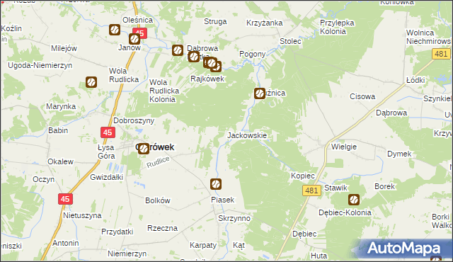 mapa Jackowskie, Jackowskie na mapie Targeo