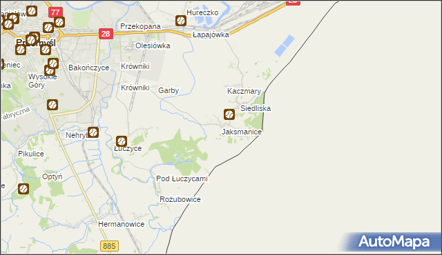 mapa Jaksmanice, Jaksmanice na mapie Targeo