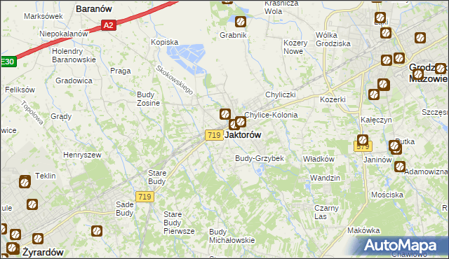 mapa Jaktorów, Jaktorów na mapie Targeo