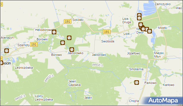 mapa Jaktorowo, Jaktorowo na mapie Targeo