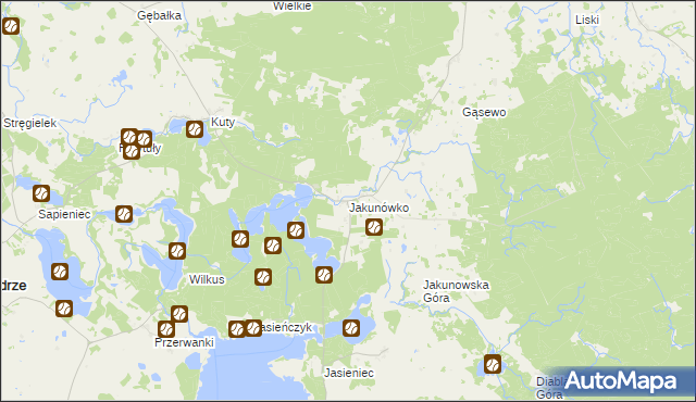 mapa Jakunówko, Jakunówko na mapie Targeo