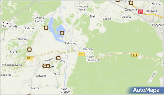 mapa Jamnica gmina Grębów, Jamnica gmina Grębów na mapie Targeo