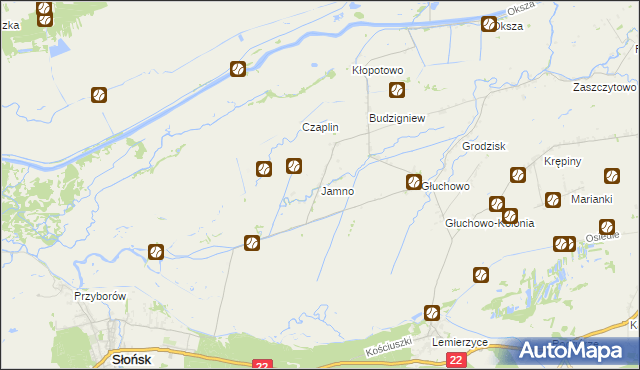 mapa Jamno gmina Słońsk, Jamno gmina Słońsk na mapie Targeo