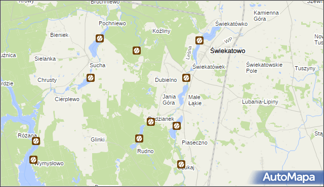 mapa Jania Góra gmina Świekatowo, Jania Góra gmina Świekatowo na mapie Targeo
