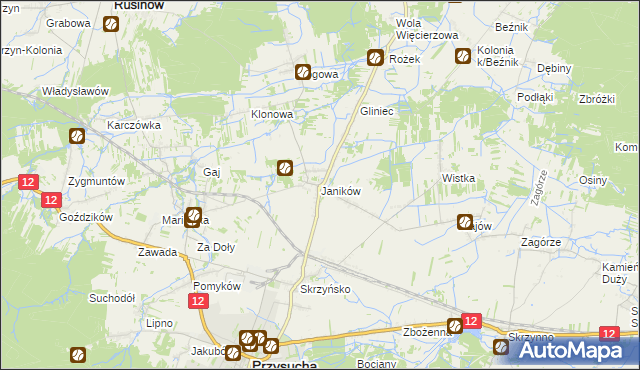 mapa Janików gmina Przysucha, Janików gmina Przysucha na mapie Targeo