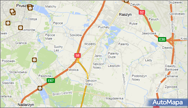 mapa Janki gmina Raszyn, Janki gmina Raszyn na mapie Targeo