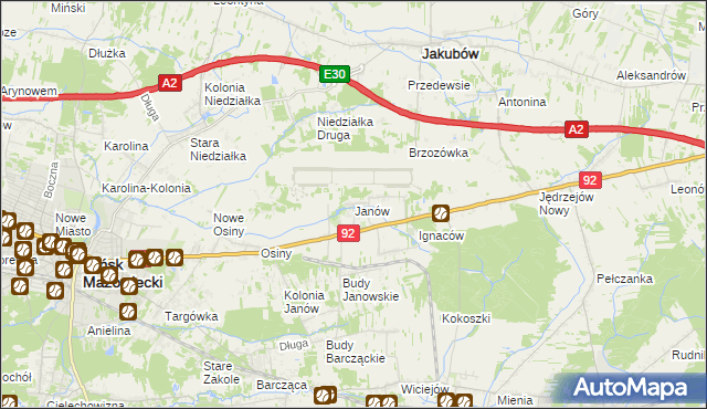 mapa Janów gmina Mińsk Mazowiecki, Janów gmina Mińsk Mazowiecki na mapie Targeo