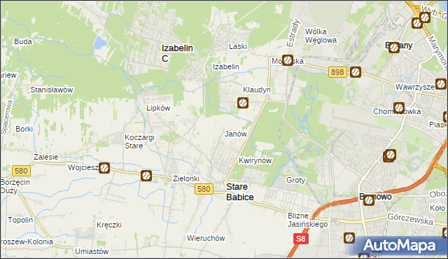 mapa Janów gmina Stare Babice, Janów gmina Stare Babice na mapie Targeo