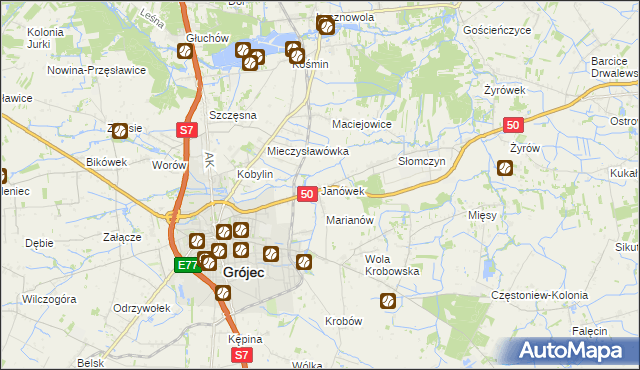 mapa Janówek gmina Grójec, Janówek gmina Grójec na mapie Targeo