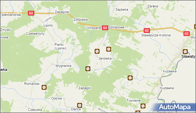 mapa Janówka gmina Hanna, Janówka gmina Hanna na mapie Targeo