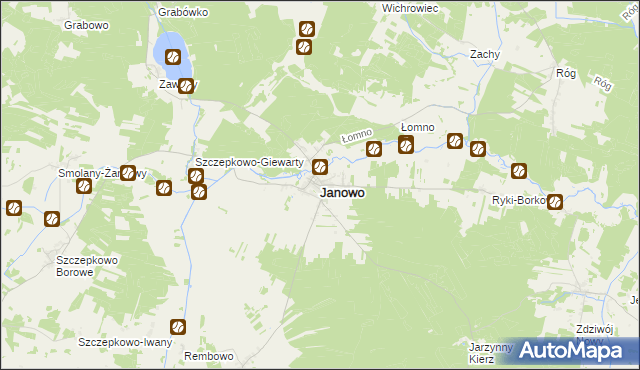 mapa Janowo powiat nidzicki, Janowo powiat nidzicki na mapie Targeo
