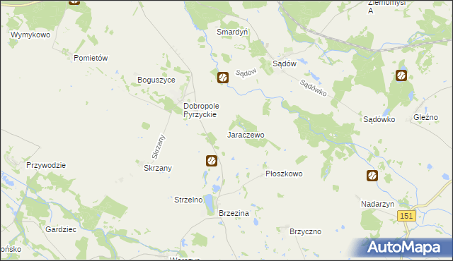 mapa Jaraczewo gmina Dolice, Jaraczewo gmina Dolice na mapie Targeo