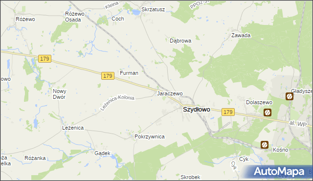 mapa Jaraczewo gmina Szydłowo, Jaraczewo gmina Szydłowo na mapie Targeo