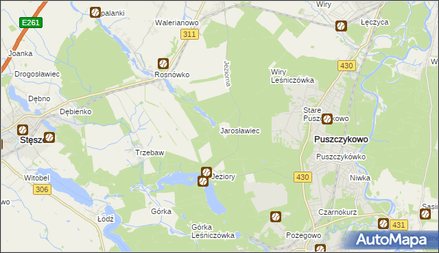 mapa Jarosławiec gmina Komorniki, Jarosławiec gmina Komorniki na mapie Targeo