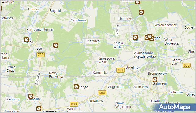 mapa Jaroszowa Wola, Jaroszowa Wola na mapie Targeo