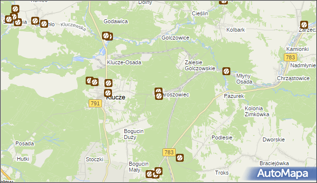 mapa Jaroszowiec, Jaroszowiec na mapie Targeo