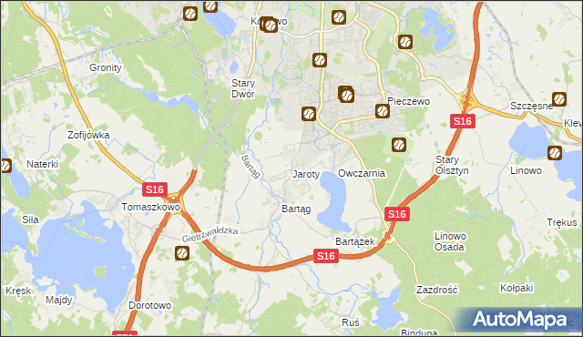 mapa Jaroty, Jaroty na mapie Targeo
