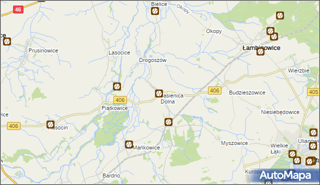 mapa Jasienica Dolna, Jasienica Dolna na mapie Targeo