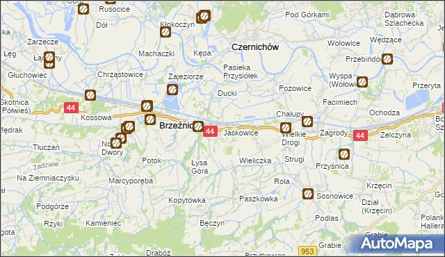 mapa Jaśkowice gmina Skawina, Jaśkowice gmina Skawina na mapie Targeo