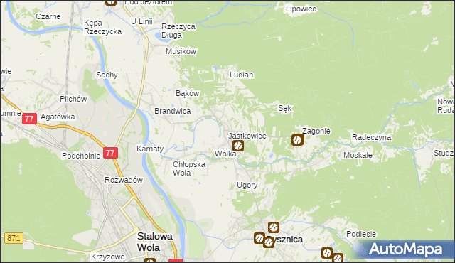 mapa Jastkowice, Jastkowice na mapie Targeo