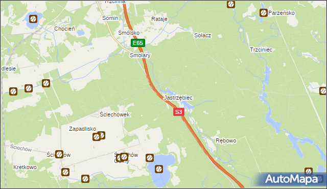 mapa Jastrzębiec gmina Lubiszyn, Jastrzębiec gmina Lubiszyn na mapie Targeo