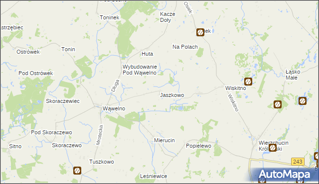 mapa Jaszkowo gmina Sośno, Jaszkowo gmina Sośno na mapie Targeo