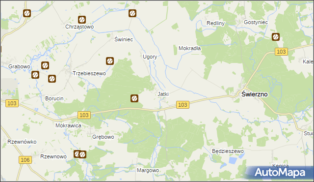 mapa Jatki gmina Świerzno, Jatki gmina Świerzno na mapie Targeo