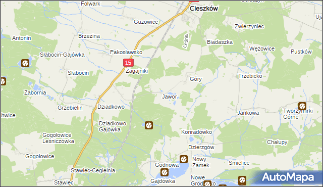 mapa Jawor gmina Cieszków, Jawor gmina Cieszków na mapie Targeo