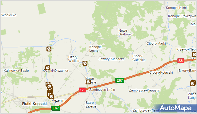 mapa Jawory-Klepacze, Jawory-Klepacze na mapie Targeo