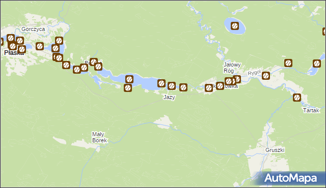 mapa Jazy gmina Płaska, Jazy gmina Płaska na mapie Targeo