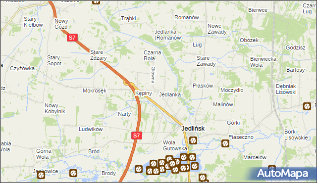 mapa Jedlanka gmina Jedlińsk, Jedlanka gmina Jedlińsk na mapie Targeo