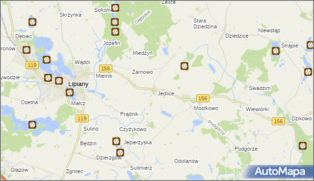 mapa Jedlice gmina Lipiany, Jedlice gmina Lipiany na mapie Targeo