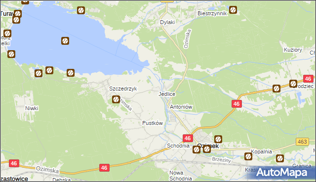 mapa Jedlice gmina Ozimek, Jedlice gmina Ozimek na mapie Targeo