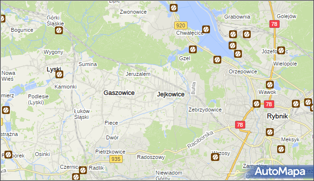 mapa Jejkowice, Jejkowice na mapie Targeo