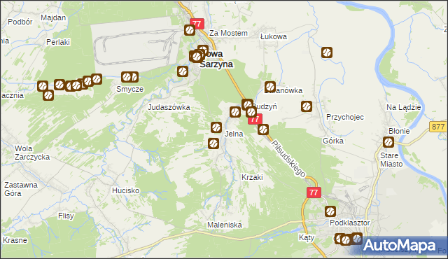 mapa Jelna gmina Nowa Sarzyna, Jelna gmina Nowa Sarzyna na mapie Targeo