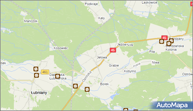 mapa Jełowa, Jełowa na mapie Targeo