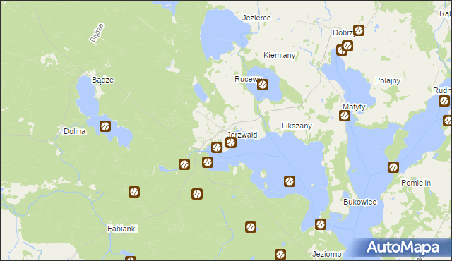 mapa Jerzwałd, Jerzwałd na mapie Targeo