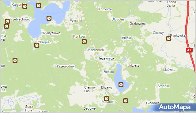 mapa Jeżewnica gmina Osiek, Jeżewnica gmina Osiek na mapie Targeo