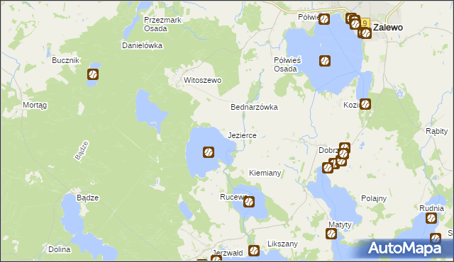 mapa Jezierce gmina Zalewo, Jezierce gmina Zalewo na mapie Targeo