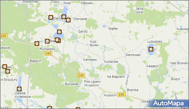 mapa Jeziorki gmina Lniano, Jeziorki gmina Lniano na mapie Targeo
