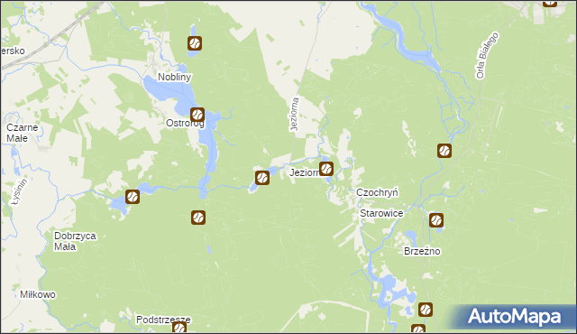 mapa Jeziorna gmina Borne Sulinowo, Jeziorna gmina Borne Sulinowo na mapie Targeo