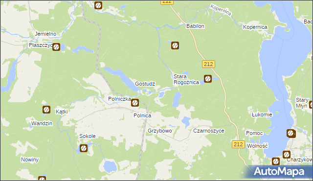 mapa Jeziorno gmina Człuchów, Jeziorno gmina Człuchów na mapie Targeo