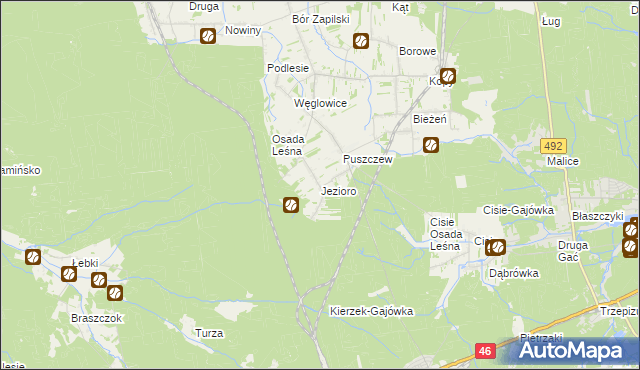 mapa Jezioro gmina Wręczyca Wielka, Jezioro gmina Wręczyca Wielka na mapie Targeo