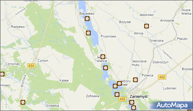 mapa Jeziory Wielkie, Jeziory Wielkie na mapie Targeo