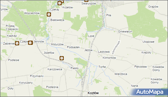 mapa Jeżów gmina Sędziszów, Jeżów gmina Sędziszów na mapie Targeo